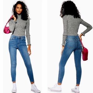 Topshop Mid-rise Leigh Moto Jeans